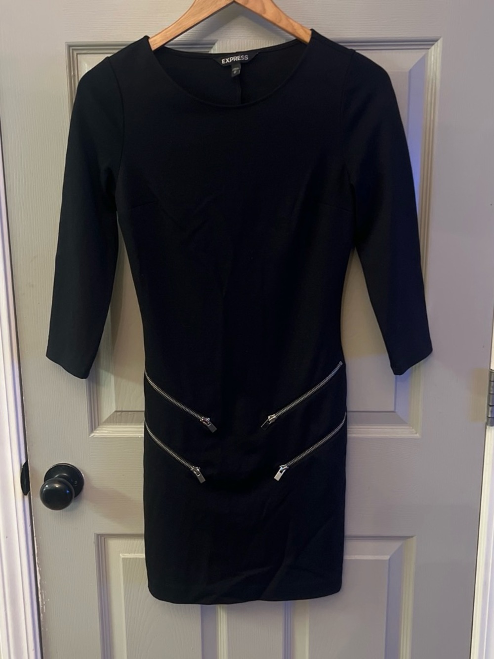 Express Black Midi Dress with Silver Zip Accents